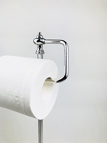 SunnyPoint Bathroom Free Standing Toilet Tissue Paper Roll Holder Stand with Reserve Function, Chrome Finish - color: Chrome