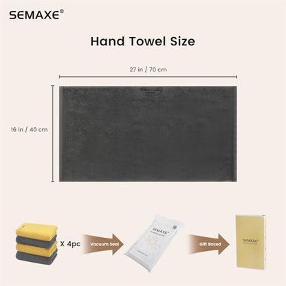 4-Pack Cotton Hand Towels for Bathroom with Hanging Loops, Yellow&Gray | Sink-side towels for drying hands and face, ideal for bathrooms, guest baths, powder rooms, OEKO-TEX certified, easy care - color: B01: Yellow & Gray