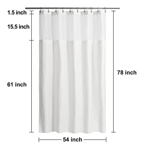 N&Y HOME 54 x 78 Waffle Weave Shower Curtain with Snap-in Liner Set White | 12 Metal Hooks Included, Snap on/off Fabric Liner, Hotel Style & Mesh Top Window, Machine Washable, 54x78 Shower Stall Size - color: White, size: 54"W x 78"L (Pack of 1)
