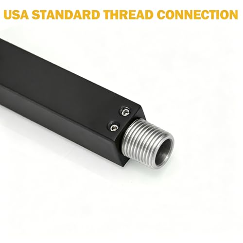 16 Inch Shower Head Extension Arm with Flange, Shower Rod, Black | Square Straight Rain Showerhead Extended Arms, Shower Pipe Extender Arm Replacement, Wall Mounted, SUS304 Stainless Steel - color: Black