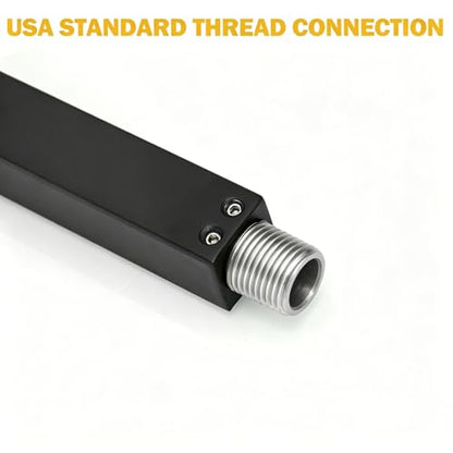 16 Inch Shower Head Extension Arm with Flange, Shower Rod, Black | Square Straight Rain Showerhead Extended Arms, Shower Pipe Extender Arm Replacement, Wall Mounted, SUS304 Stainless Steel - color: Black