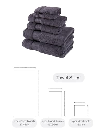 BAGNO MILANO Turkish Towels Hotel-Spa Towel Set, 100% Turkish Cotton | Ultra Soft Plush Absorbent Towels Set (Grey, Towel Set of 6) - color: Grey, size: Towel Set of 6
