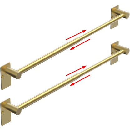 Towel Bar, Adhesive or Drill Wall Mount, Brushed Gold, 2 Pack | Adjustable 14.4 to 25.2 Inch, 304 Stainless Steel Hand Towel Holder, Square Base Towel Racks for Bathroom, Kitchen Use - color: Standard Length–gold