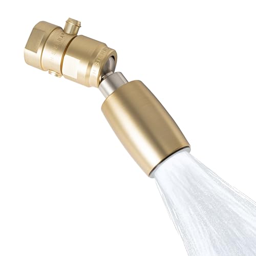 High Sierra® - CLASSIC™ Solid Metal 1.25 GPM Award Winning. Ultra Low Flow Shower Head with Trickle Valve. Lead-Free. Patented Nozzle Never Clogs - Brushed Gold Finish - color: Brushed Gold w/ Nylon Insert, size: 1.25 GPM