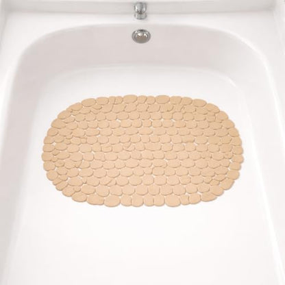 Dependable Industries Inc. Essentials Nonslip PVC Pebble Style Bathmat Shower Bathtub with Suction Cups 27" x 15" Textured for Secure Footing Oval (Brown) - color: Brown