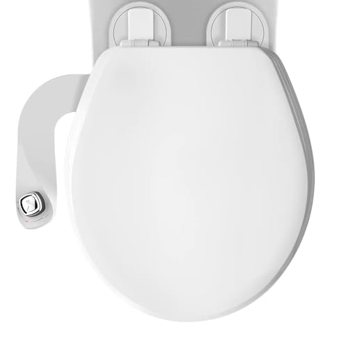 Mayfair Cassel Bidet Bundle, Slow-Close Never Loosen Toilet Seat with Perfect Fit, Fresh Water Spray, Non-Electric, Easy to Install Bidet, ROUND, White - size: Round, style: Bidet & Seat Bundle