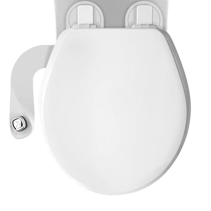 Mayfair Cassel Bidet Bundle, Slow-Close Never Loosen Toilet Seat with Perfect Fit, Fresh Water Spray, Non-Electric, Easy to Install Bidet, ROUND, White - size: Round, style: Bidet & Seat Bundle