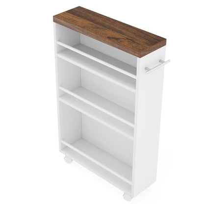 Tribesigns Slim Storage Cart, Rolling Narrow Kitchen Cart on Wheels for Small Place, 4-Tier Slide Out Slim Utility Cart Skinny Laundry Cart with Handle for Kitchen, Bathroom, Laundry - style: Modern