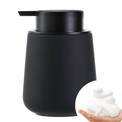 Bosilunlife 12Oz Ceramic Foam Soap Dispenser for Bathroom Kitchen Counter | Premium countertop foam pump creates delicate dense foam, stable desktop placement, Rubber Paint Black - color: Rubber Black