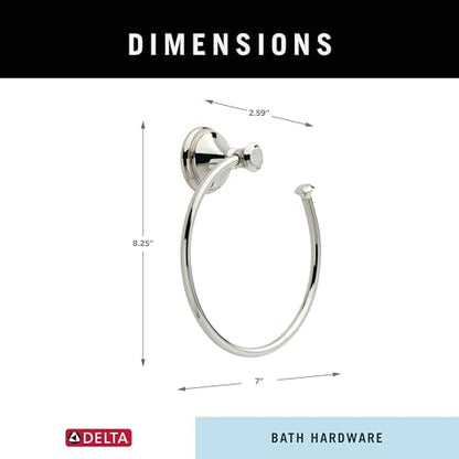 Delta Hand Towel Holder | Square Polished Nickel Ring for Hanging Towels in Kitchen, Bathroom | Cassidy Accessories - size: 8.38 x 7.4 x 2.6 Inches