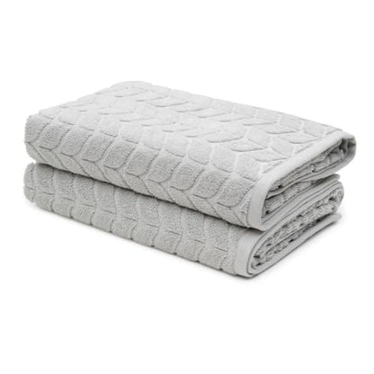 BAGNO MILANO Turkish Cotton Bath Towels, Hand Towels - Soft Plush Jacquard Collection - Highly Absorbent Towel Set (Light Grey, 2 pcs Bath Towel Set) - color: Light Grey, size: 2 pcs Bath Towel Set