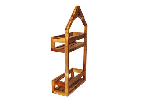 EcoDecors Teak Shower Caddy, Over Shower Head Organizer, Fully Assembled | Space-saving over shower head caddy keeps shampoo, soap, razors, and bath essentials neatly organized