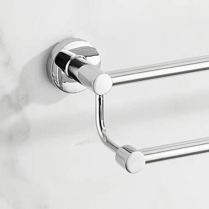 Adjustable Double Towel Racks for Bathroom 15 to 26.5 Inch Towel Bar, Expandable Bright Chrome Double Bath Towel Holder, Wall Mount with Screws Towel Bar Rod - color: Double Rack-polished