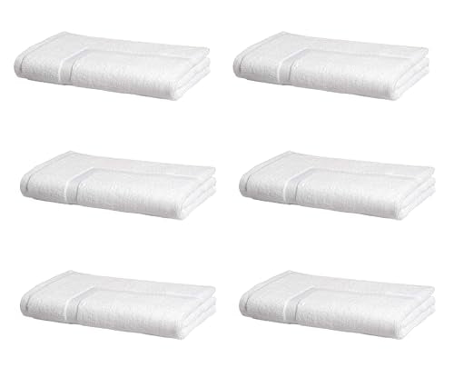 Amazon Basics Premium 100% Cotton Absorbent Soft Bath Mat, Machine Washable, 684 GSM, 20" x 30", White, Hotel Spa Bathmats, 6-Pack (Previously AmazonCommercial) - color: White, size: 20 x 30 inches (Pack of 6)