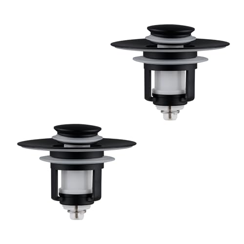 Universal 2 in 1Bathroom Sink Stopper, 2 Pack Pop Up Bathroom Sink Drain Strainer for 1.06"-1.65" Basin Drain Holes, Anti Clogging Drain Filter (Matte Black(s)-2p) - color: Matte Black(s)-2p