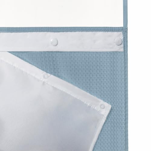 River Dream Heavyweight Waffle No Hook Shower Curtain with Liner,Blue,71x86 | Dotted Waffle,Snap-in Liner,Heavy Duty,Quick Dry,Mesh Top Window,With Bottom Magnets,Hotel-Grade,Washable,Extra Long Size - color: Blue, size: 71"W x 86"L (Pack of 1)