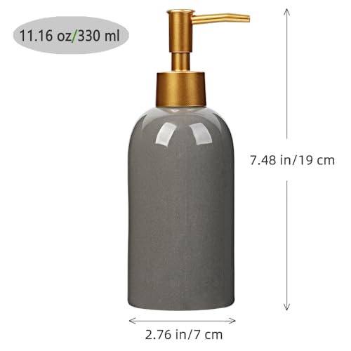 Classic Cylindrical Soap Dispenser, Multi-Color Ceramic Bottle(Gray) - color: Gray