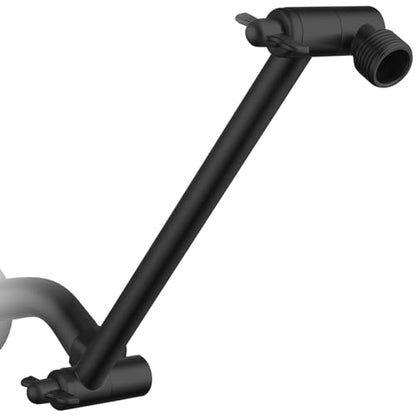 Voolan 11 Inch Shower Extension Arm with Lock Joints, Adjustable Height and Angle, Premium Solid Brass Anti-leak (Black) - color: Black