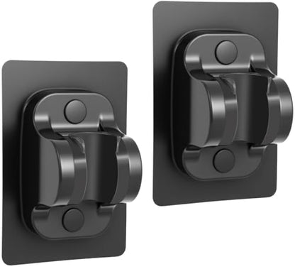2PC MAYYAYA ShowerHead Holder, Black Adhesive WallMounted, Adjustable Angle | Heavy Duty Wall Mounted Shower Head Shelf Bracket, ABS Stick-on Wall Bracket with Strong Adhesive for Handheld Shower Heads - color: Matte Black
