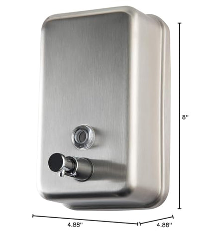 Commercial Soap Dispenser Wall Mount, 304 Stainless Steel & Solid Brass Pump Core, Industrial Grade Hand Soap Dispenser with Corrosion-Proof Lining for Bathrooms & Kitchens, 37oz/1100ml ADA Compliant - style: Vertical