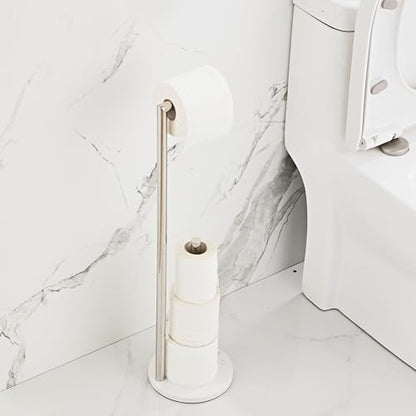 Marble Toilet Paper Holder Stand - Chrome, Freestanding with Storage, Floor Stand, Gold Toilet Roll Holder, Standing Paper Towel Holder - color: Chrome