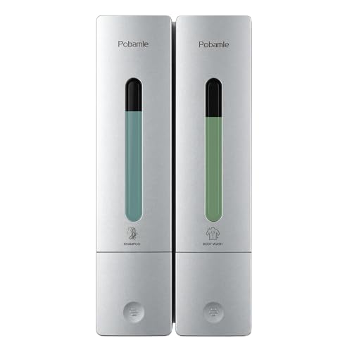 Shampoo Dispenser for Shower - Shower Soap Dispenser Wall Mounted No Drill - Shampoo Body Wash Dispenser 2 Chamber - Easy Install for Bathroom Hotel Silver 800ml - color: Silver 2