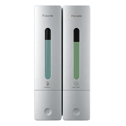 Shampoo Dispenser for Shower - Shower Soap Dispenser Wall Mounted No Drill - Shampoo Body Wash Dispenser 2 Chamber - Easy Install for Bathroom Hotel Silver 800ml - color: Silver 2