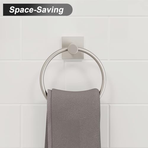 BGL Towel Ring Brushed Nickel Modern Hand Towel Ring 2 Packs for Bathroom Wall Mounted Bathroom Towel Holder Bathroom Towel Rack - color: Stain Nickel, size: SQUARE