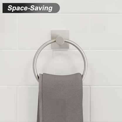 BGL Towel Ring Brushed Nickel Modern Hand Towel Ring 2 Packs for Bathroom Wall Mounted Bathroom Towel Holder Bathroom Towel Rack - color: Stain Nickel, size: SQUARE