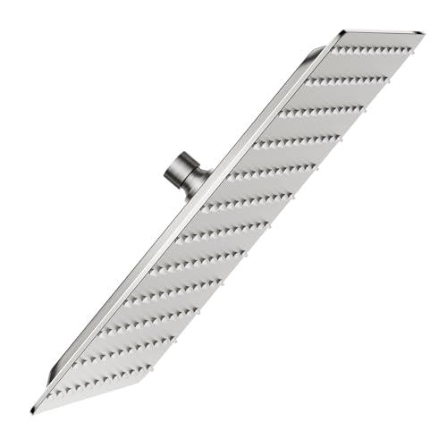 VBFF-Shower Head,rain shower head, 12 inch- Square Shower Head, 1.8 GPM Flow Rate, rainfall showerhead,VBFF09 (Brushed Nickel) - color: Brushed Nickel, size: 12 Inch