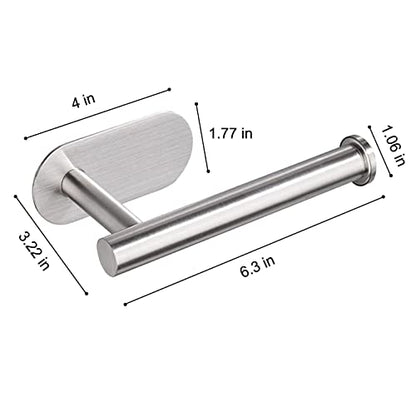 2 PCS Toilet Paper Holder, Premium SUS304 Stainless Steel Rustproof Wall Mounted Toilet Roll Holder No Drilling Toilet Tissues Holder for Bathroom, Washroom, Kitchen (Silver) - color: Silver