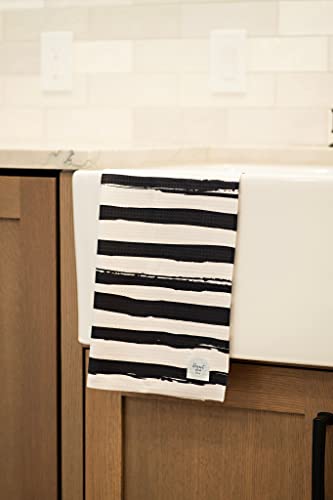 Kitchen Towels, Dish Towels for Kitchen, 2 Pc Kitchen Towel Set | Microfiber Waffle Towels, 16 x 26 inches, with Hanging Loops, Reusable Tea Towels, Cute Kitchen Towels - 2 Pack - color: Black Daisy