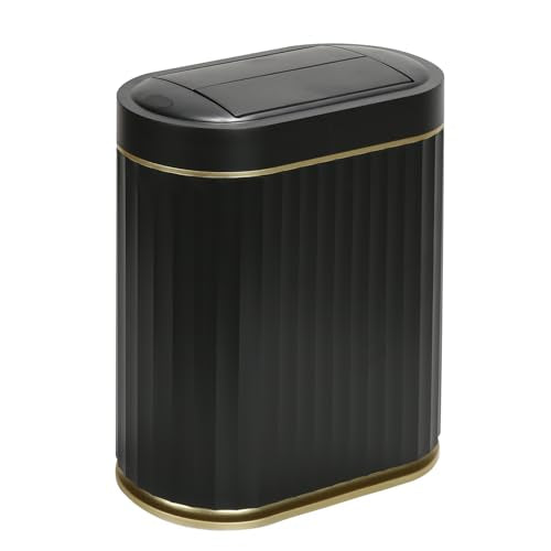 SYNCVIBE Bathroom Sensor Trash Can, 2 Gallon, Butterfly Lid, Black Gold | Automatic Garbage Can, IPX5 Waterproof Slim Trash Bin, Under-Counter Wastebasket for Kitchen, Living Room and Bathroom - color: Black and Golden