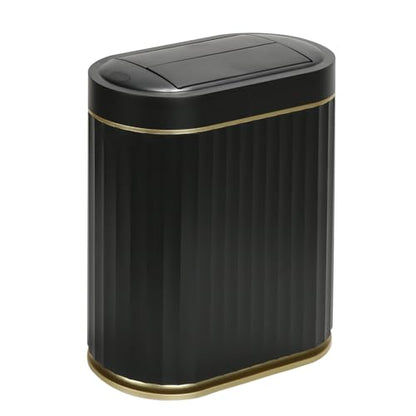 SYNCVIBE Bathroom Sensor Trash Can, 2 Gallon, Butterfly Lid, Black Gold | Automatic Garbage Can, IPX5 Waterproof Slim Trash Bin, Under-Counter Wastebasket for Kitchen, Living Room and Bathroom - color: Black and Golden