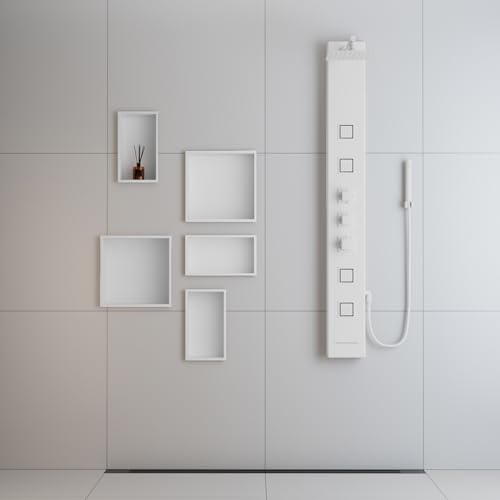 Achelous Stainless Steel Insert Shower Niche 12" X 12" NO Tile Needed, Bathroom Wall Recessed Shelf Organizer, Wall-inserted Caddy, Matte White - color: Matte White, size: 12" X 12"