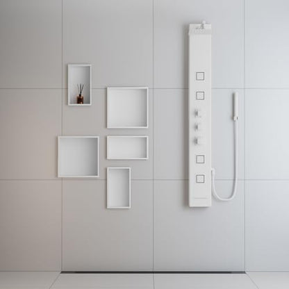 Achelous Stainless Steel Insert Shower Niche 12" X 12" NO Tile Needed, Bathroom Wall Recessed Shelf Organizer, Wall-inserted Caddy, Matte White - color: Matte White, size: 12" X 12"