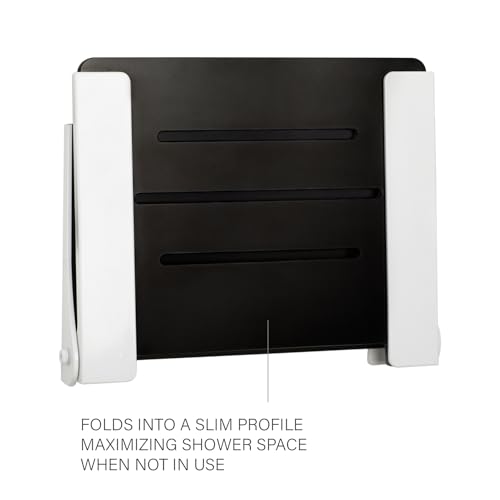 Seachrome Silhouette Folding Wall Mount Shower Bench Seat, Black Seat with White Frame - color: Matte Black Seat With White Frame