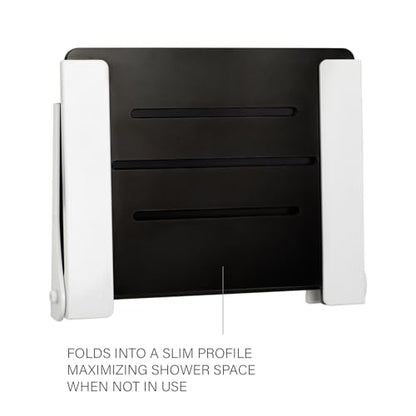 Seachrome Silhouette Folding Wall Mount Shower Bench Seat, Black Seat with White Frame - color: Matte Black Seat With White Frame