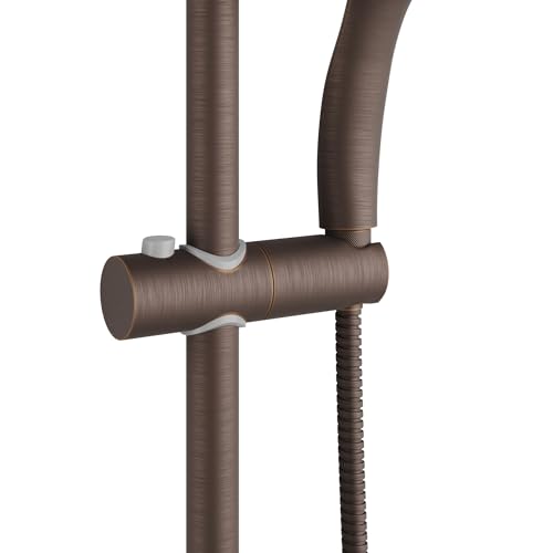 PULSE ShowerSpas Kauai III Oil-Rubbed Bronze Rain Shower Head with Handheld Spray - 1.8 GPM, 8" Showerhead, 5-Function HandShower, Adjustable Slide Bar - Shower Heads with Handheld Spray Combo - color: Oil Rubbed Bronze, size: 1.8 Gallon Per Minute