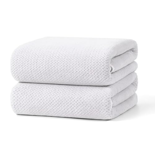 2PC Bath Sheets,40"x80" Microfiber Bath Towels,White | Extra-large size, Quick dry, Highly Absorbent, Lint Free，shower towels for bathroom gym spa，Big and Tall users - color: White, size: 2Piece Bath Sheet