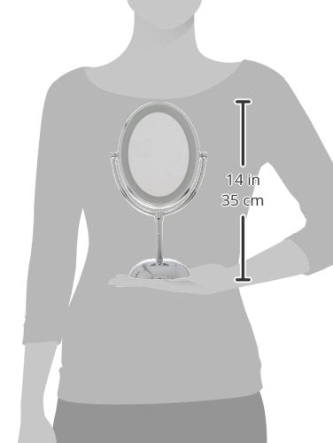 Conair Lighted Makeup Mirror, LED Vanity Mirror, 1X/7X Magnifying-Mirror, Double Sided, Battery Operated in Polished Chrome, 8.4 x 5.5 x 8 inches (Pack of 4) - size: 4.7"L x 8"W (Pack of 4), style: Battery Operated