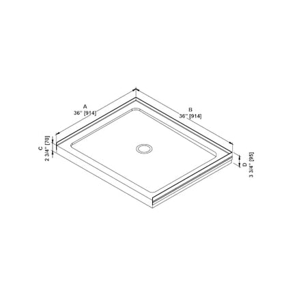 OVE Decors 36x36" Shower Base Center Drain, White - size: 36 x 36, style: Center Drain