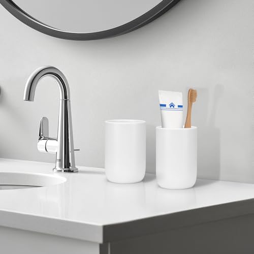 Bathroom Tumbler Cup Ceramic 2Pcs 12.6oz Reusable Toothbrush Cup 375ml,Toothbrush Holder for Your Bathroom (White) - color: Smooth-white, size: 2pcs