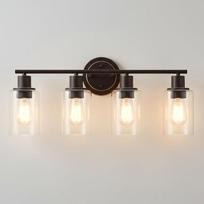 4-Light Oil Rubbed Bronze Bathroom Lighting Fixtures Over Mirror 4-Light Bathroom Vanity Light Oil Rubbed Bronze Vanity Wall Sconce Over Sink - color: Oil-Rubbed Bronze, size: 4-Light