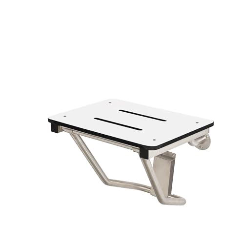 Seachrome Lift-Assist Shower Seat, Yoke-Style Bench, Wall Mount, 18" x 15", Solid White Phenolic - color: White, size: 18 inch