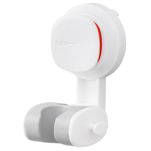 TAILI Shower Head Holder Suction,Visible Safety,with Hooks,White | height angle adjustable,handheld shower wand bracket,no-drill removable waterproof,plastic,wall mounted,universal,kids,pets - color: White& Red, size: Round