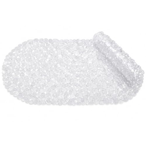 Bath Bliss Non-Slip Pebble Bathtub Mat 18x36 Oval Clear Color | Suction Cup Shower Mat with Drain Holes | Machine Washable Anti-Slip Tub Mat - color: Clear