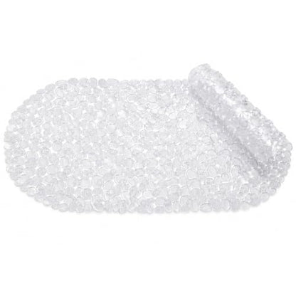 Bath Bliss Non-Slip Pebble Bathtub Mat 18x36 Oval Clear Color | Suction Cup Shower Mat with Drain Holes | Machine Washable Anti-Slip Tub Mat - color: Clear