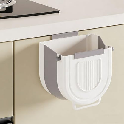 Foldable Wall Mounted Trash Bin Hanging Kitchen Bathroom Garbage Bin Space Saving Large Capacity Waste Can Modern Design Hanging Kitchen Garbage - color: Light Grey, size: E