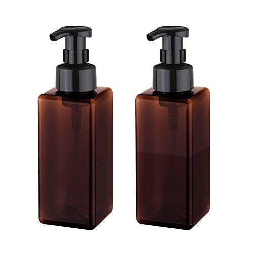 Foaming Soap Dispenser, 22oz Plastic Refillable Pump Bottle, 2 Pack, Amber | Hand Dispenser for Liquid Soap, Shampoo & Body Wash – Saves Soap with Rich Foam, Reusable, Easy to Refill, BPA-Free - color: Amber, size: 22 oz (2 Pack)